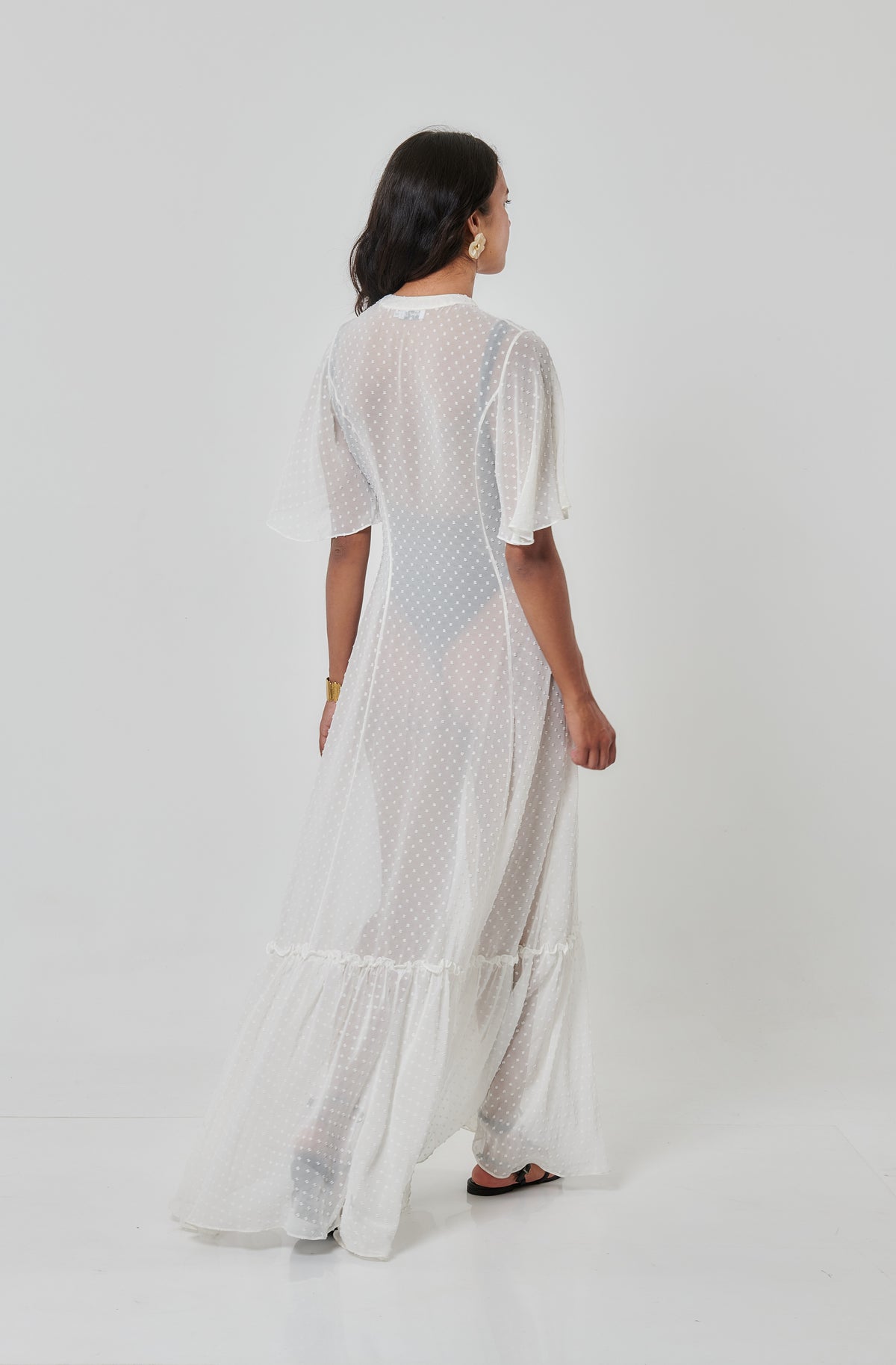 Calypso Polka Dot Maxi Dress White